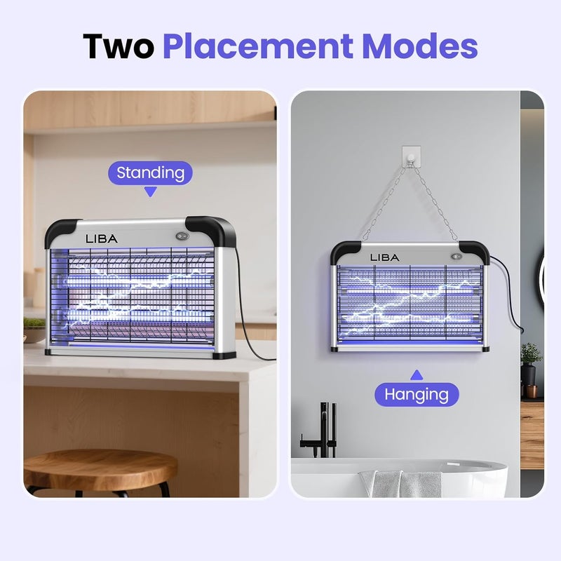 LiBa Electric Bug Zapper, Indoor Insect Killer - (2) Extra Replacement Bulbs - Fly, Mosquito Killer and Repellent - Lightweight, Powerful 2800V Grid, Easy-to-Clean, with a Removable Washable Tray. - Image 5